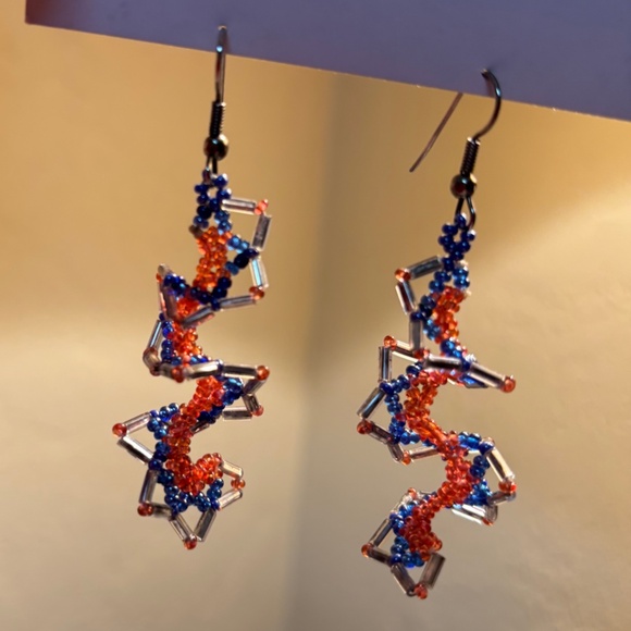 Denver Broncos or School Colors Fire and Ice Earrings - Picture 2 of 4